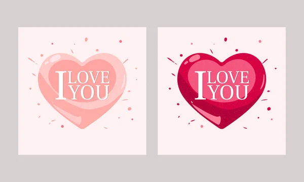 Love You Font Pink Heart Background Two Options — Archivo Imágenes Vectoriales