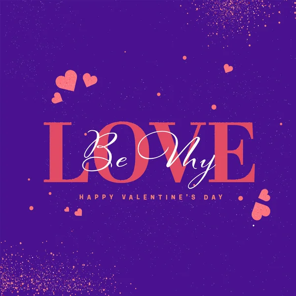 Love Quote Red Glittering Hearts Purple Background Happy Valentine Day — Wektor stockowy