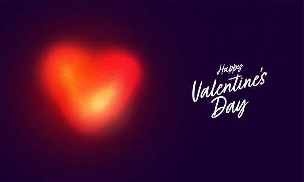 Happy Valentine Day Font Blurry Heart Illusion Purpurowym Tle — Wektor stockowy