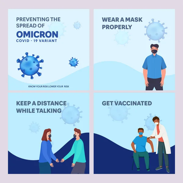 Puesto Medios Sociales Conjunto Plantillas Para Variante Omicron Covid — Archivo Imágenes Vectoriales