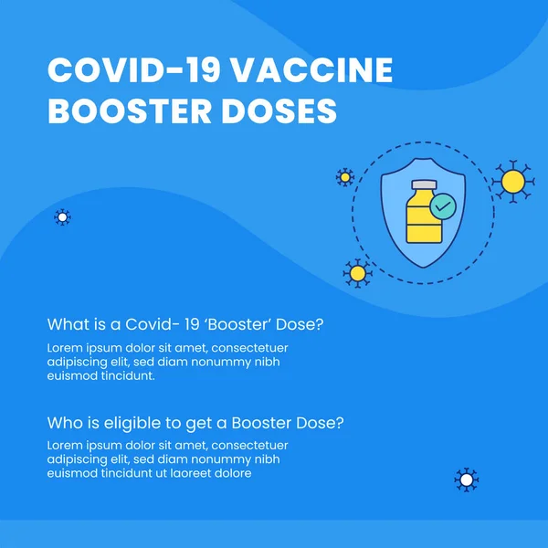Covid Vaccine Booster Doses Based Plakát Design Modré Barvě — Stockový vektor
