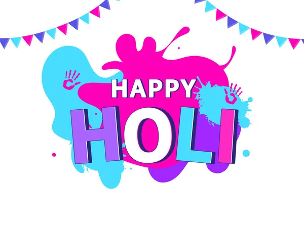 Happy Holi Celebration Concept Color Splash Effect Hand Prints Bunting — 스톡 벡터