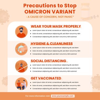Omicron Sapmasını Durdurmak için Önlemler Maske Giymek, Temizlik, Fiziksel Mesafeyi Korumak ve Farkındalık İçin Aşılanmak. 