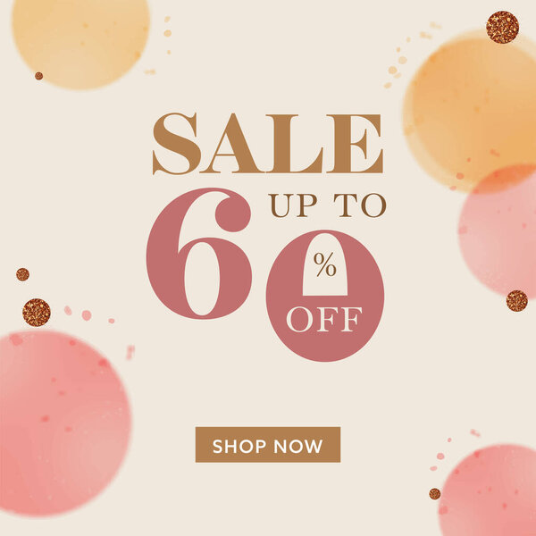 Скидка до 60% на дизайн плаката или шаблона с размытыми кругами.