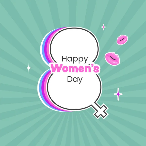 Happy Women Day Concept Layered Number Osiem Kształtów Kobieta Płeć — Wektor stockowy