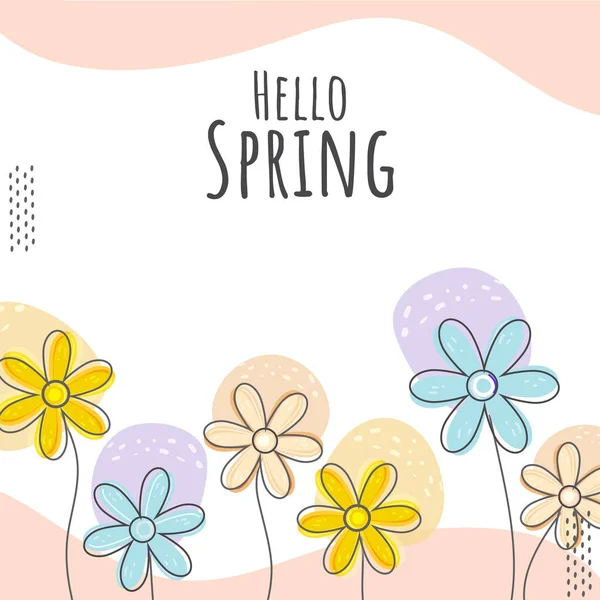 Дизайн Плаката Hello Spring Пастельными Фловерами Розовом Белом Фоне — стоковый вектор