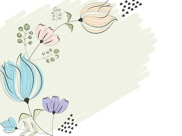 Doodle Στυλ Floral Διακοσμημένο Φόντο Και Αντίγραφο Χώρου — Διανυσματικό Αρχείο