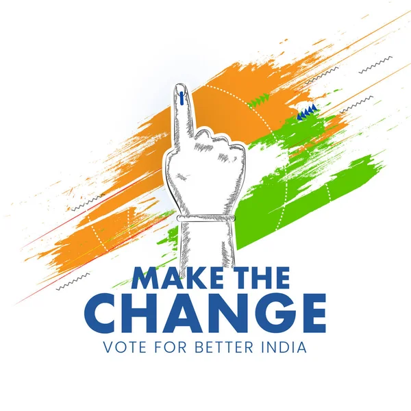 Fai Cambiamento Vota Una Migliore India Font Sticker Style Indian — Vettoriale Stock