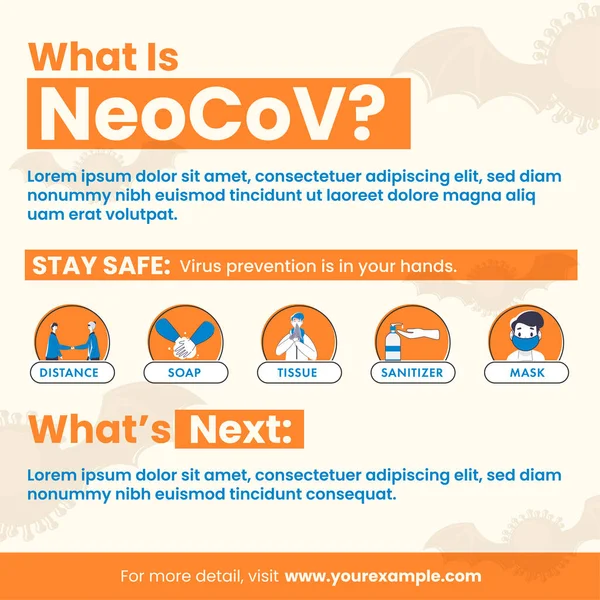 Neocov Variant Faq Diseño Póster Volante Con Información Prevención Para — Vector de stock