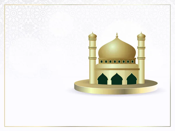 白い曼荼羅図の3Dモスクのイラスト背景とコピースペース — ストックベクタ