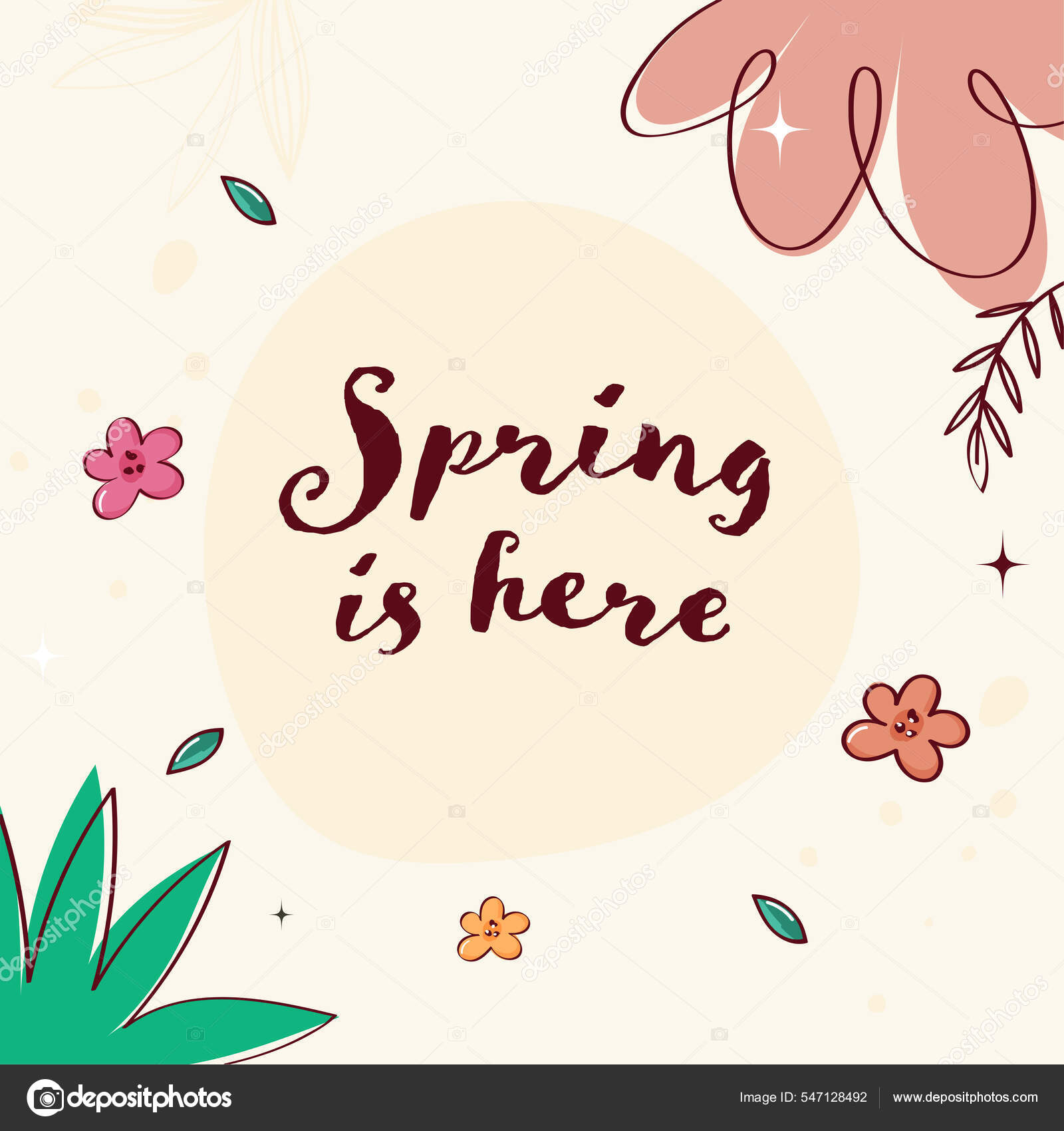 Primavera Está Aquí Fuente Con Flores Hojas Decoradas Fondo Beige vector, gráfico vectorial © alliesinteract imagen #547128492 Primavera Está Aquí Fuente Con Flores Hojas Decoradas Fondo Beige vector, gráfico vectorial © alliesinteract imagen #547128492