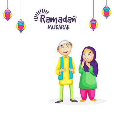 Genç Müslüman Çift Ramazan Mübarek vesilesiyle eğleniyor ve kutluyor.