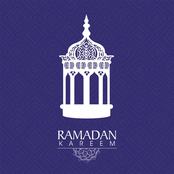 Ramadan Kareem Celebration Concept White Arabic Lantern Blue Rhombus Check — стоковий вектор