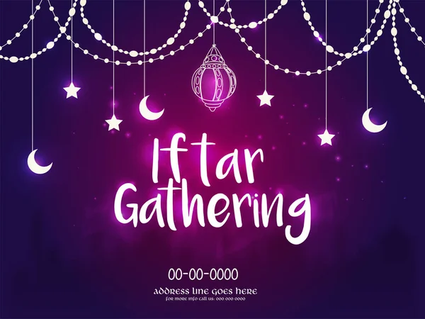 Cartão Coleta Iftar Cartão Convite Decorado Com Ornamentos Islâmicos Fundo — Vetor de Stock