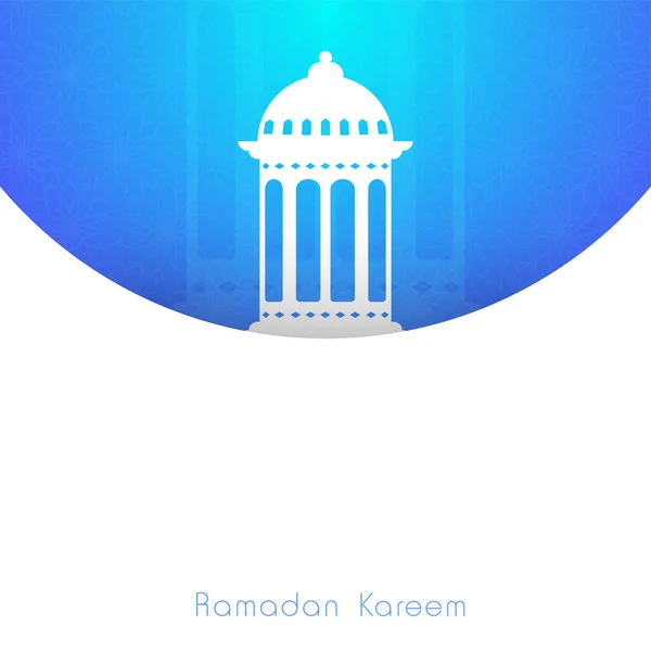 Concepto Ramadán Kareem Con Linterna Árabe Sobre Fondo Azul Blanco — Vector de stock