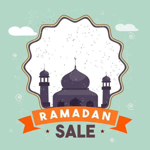 Progettazione Del Manifesto Vendita Del Ramadan Con Illustrazione Della Moschea — Vettoriale Stock