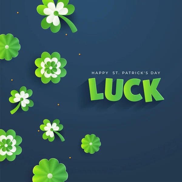 Happy Patrick Day Concept Green Paper Cut Luck Text Shamrock — Stockový vektor