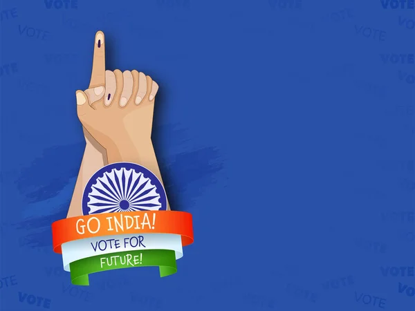 Vai India Vota Futuro Messaggio Ribbon Tricolore Con Ruota Ashoka — Vettoriale Stock