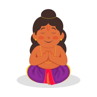 Sadhu 'nun ya da Prahlad' ın Oturan Poz 'da Kapalı Gözlerle Dua Ettiği İmajı.