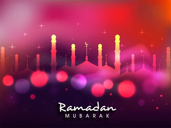 Ramadan Mubarak Konsept Med Gradient Mosque Light Effect Background – stockvektor