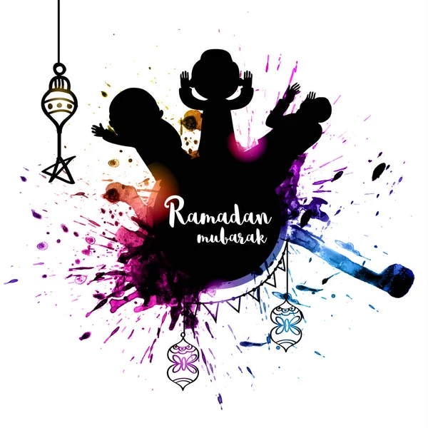 Ramadan Mubarak Γραμματοσειρά Για Αφηρημένη Επίδραση Splash Ισλαμικό Υπόβαθρο Των — Διανυσματικό Αρχείο