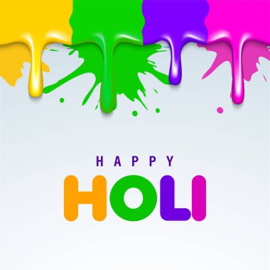 Hint renk festivali, parlak sıvı renklerin aktığı Mutlu Holi konsepti.