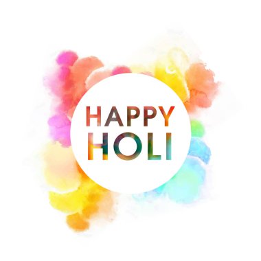 Hint renk festivali, Holi konsepti ve beyaz arka planda Mutlu Holi metni..