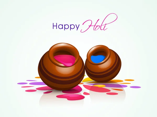Индийский Фестиваль Цветов Концепция Happy Holi Жидкими Цветами Разливающимися Традиционных — стоковый вектор