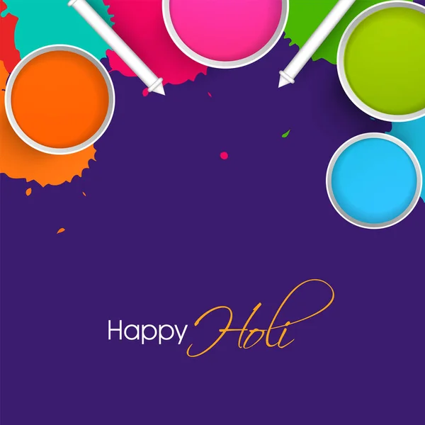 Festival Indio Colores Concepto Happy Holi Con Colores Líquidos Cubos — Vector de stock