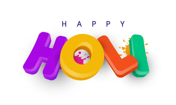 Festival Indio Colores Concepto Happy Holi Con Texto Brillante Holi — Vector de stock