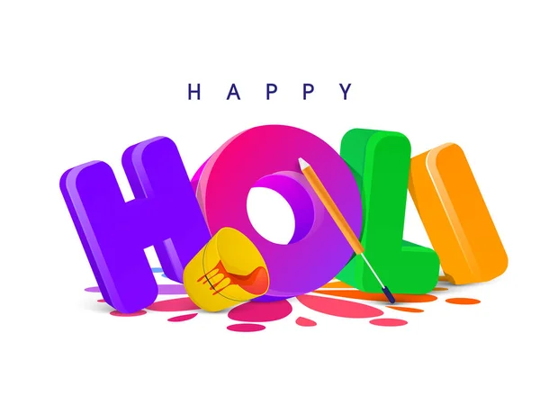 Indian Festival Colours Happy Holi Concept Shiny Text Holi Colourgun — Stock Vector