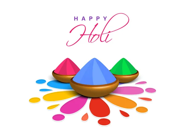 Indiaas Kleurenfestival Happy Holi Concept Met Glanzende Droge Kleuren Gulal — Stockvector