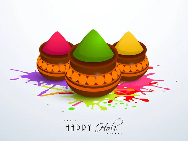 Indisches Farbenfest Happy Holi Konzept Mit Glänzenden Trockenfarben Gulal Auf — Stockvektor