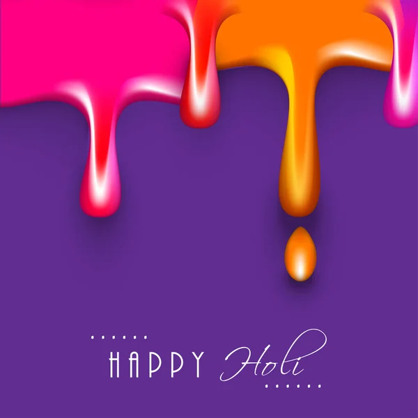 Indiaas Kleurenfestival Happy Holi Concept Met Glanzende Vloeibare Kleuren Tegen — Stockvector
