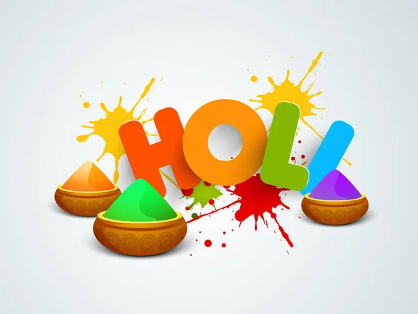 Indický Festival Barev Happy Holi Koncept Lesklými Suchými Barvami Gulal — Stockový vektor