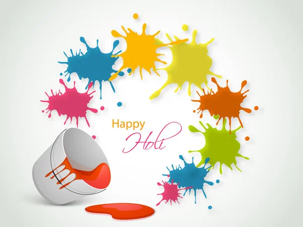 Indian Festival Colours Happy Holi Concept Liquid Colour Spilling Bucket — Stock Vector