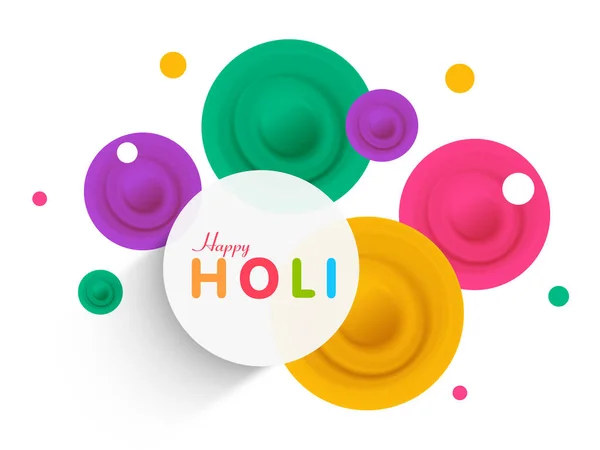 Indisches Farbenfest Happy Holi Konzept Mit Trockenfarben Gulal Vor Weißem — Stockvektor