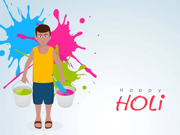 Счастливый Холи Мбаппе Мальчиком Держащим Руках Бутсы Полные Цветов Воды — стоковый вектор