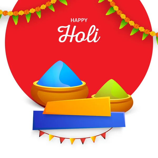Indiase Festival Van Kleuren Happy Holi Concept Met Droge Kleuren — Stockvector