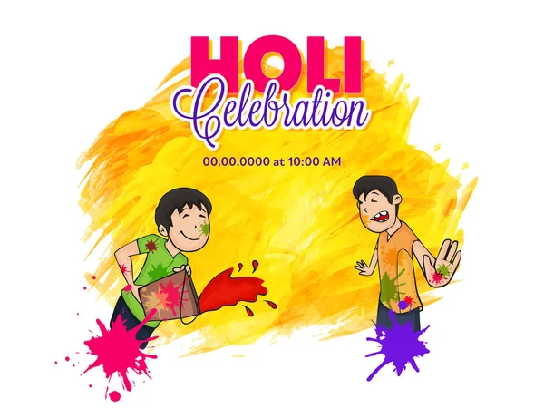 Festa Indiana Dei Colori Happy Holi Concept Con Ragazzi Indiani — Vettoriale Stock