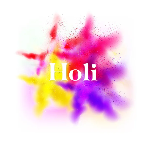 White Holi Font Blurred Color Powder Gulal Explosion White Background — Stock Vector