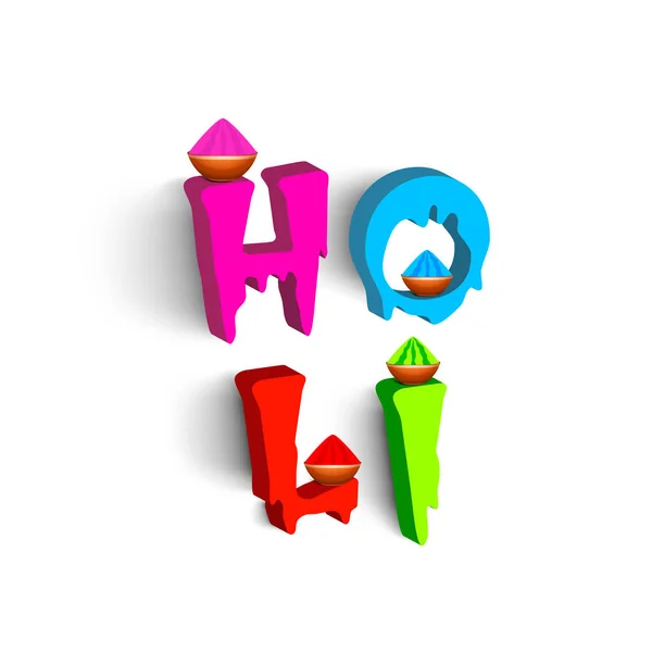 Colorful Dripping Holi Font Bowls Full Color Powder Gulal White — 스톡 벡터