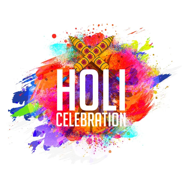 White Holi Celebration Font Crossed Color Guns Pichkari Abstracte Brush — Stockvector