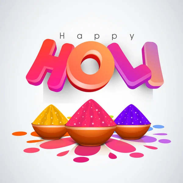 Happy Holi Celebration Concept Met Verloop Tekst Schalen Vol Kleur — Stockvector