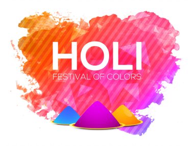 Hint Renk Festivali, Holi Kutlama Kavramı Kuru Renklerle Dolu Tabaklar (Gulal) ve Beyaz Arkaplan Üzerinde Çizgili Renkli Renk Efekti.