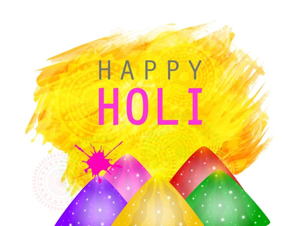 Indický Festival Barev Happy Holi Koncept Lesklými Suchými Barvami Gulal — Stockový vektor