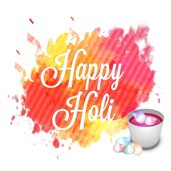 Індійський Фестиваль Кольорів Happy Holi Concept Water Ballons Bucket Stylish — стоковий вектор