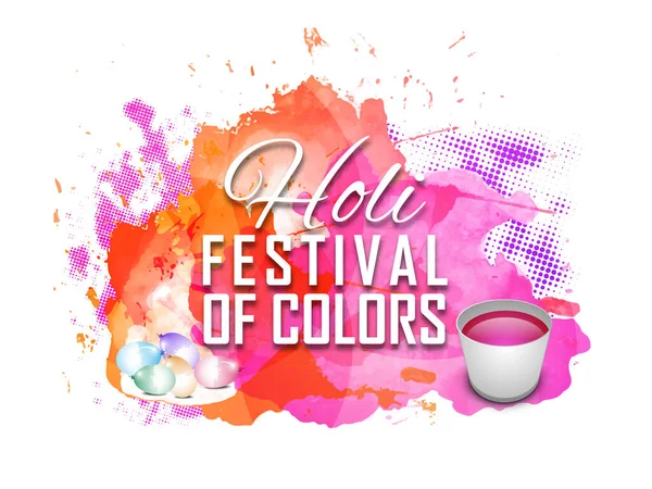 Festival Indio Colores Concepto Happy Holi Con Globos Agua Cubo — Vector de stock