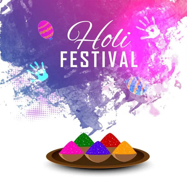 Indiaas Kleurenfestival Happy Holi Concept Met Glanzende Droge Kleuren Gulal — Stockvector