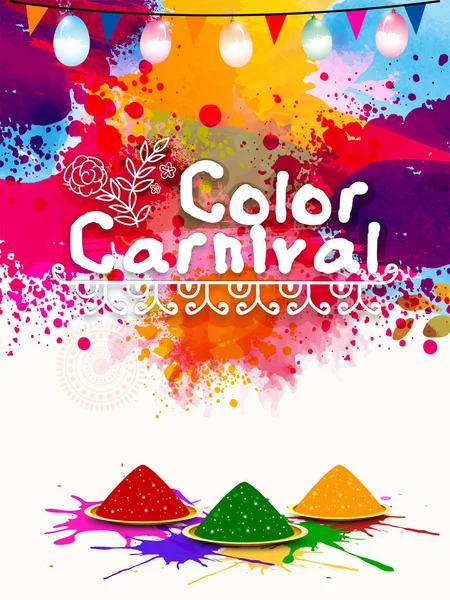 Festival Indio Colores Concepto Happy Holi Con Diseño Invitación Póster — Archivo Imágenes Vectoriales